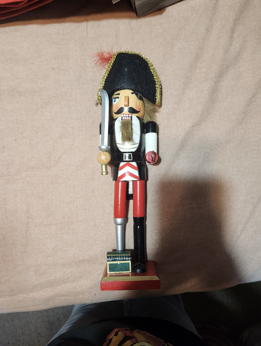 Vintage 14" Wooden Pirate Nutcracker Hat & Sword Decor 2012 Atico